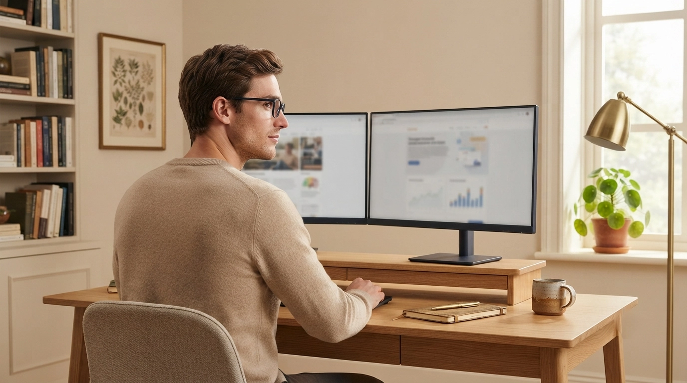 Praca na dwóch monitorach a wzrok - ustawienie i ergonomia